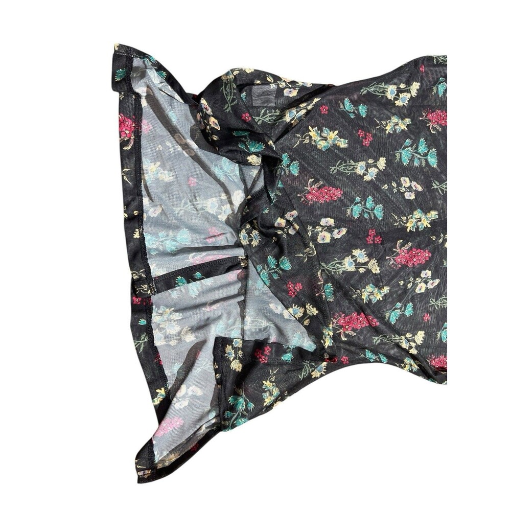 Natural Life Carina Floral Mesh Sheer Button Front Top Boho Womens Sz L - Picture 9 of 9